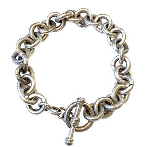 Chunky Thick Silver Chain Toggle Bracelet
